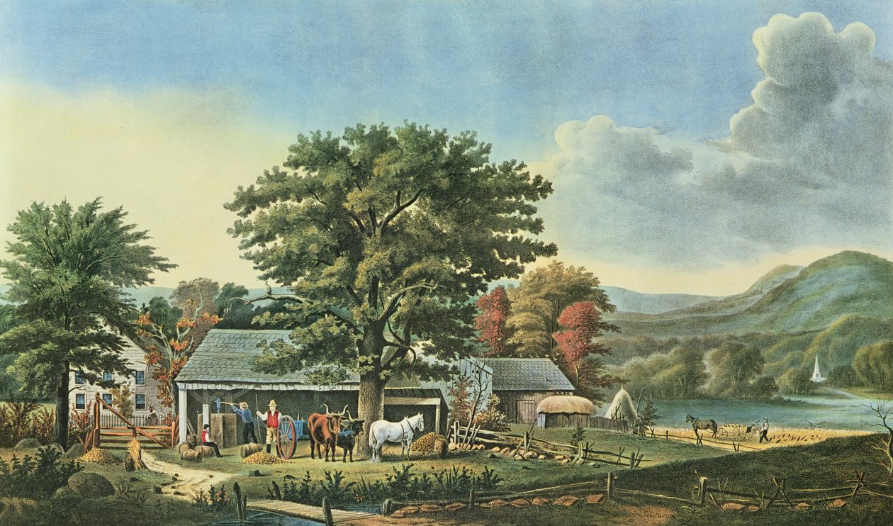 Automne en Nouvelle-Angleterre - Fabrication de cidre, 1866 - N. and Ives, J.M. Currier