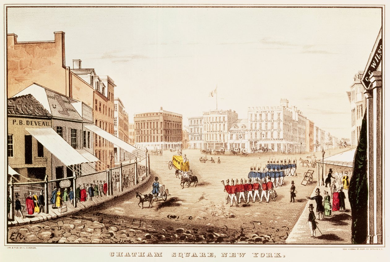 Chatham Square, New York - N. and Ives, J.M. Currier
