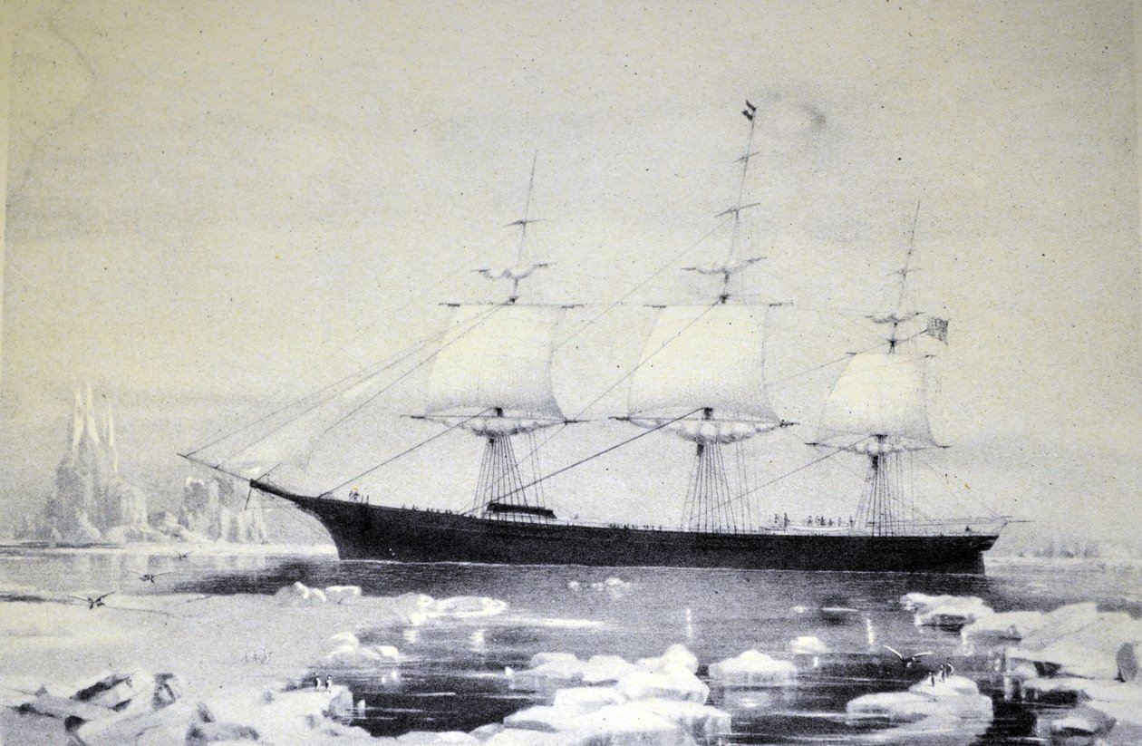 Illustration de Currier & Ives du 19ème siècle. Clipper Red Jacket - N. and Ives, J.M. Currier