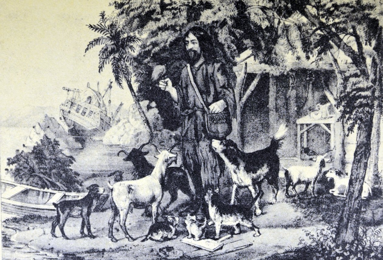 Robinson Crusoé et ses animaux - N. and Ives, J.M. Currier