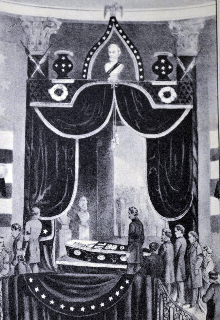 Illustration de Currier & Ives du 19ème siècle. Le corps du président martyr, Abraham Lincoln - N. and Ives, J.M. Currier