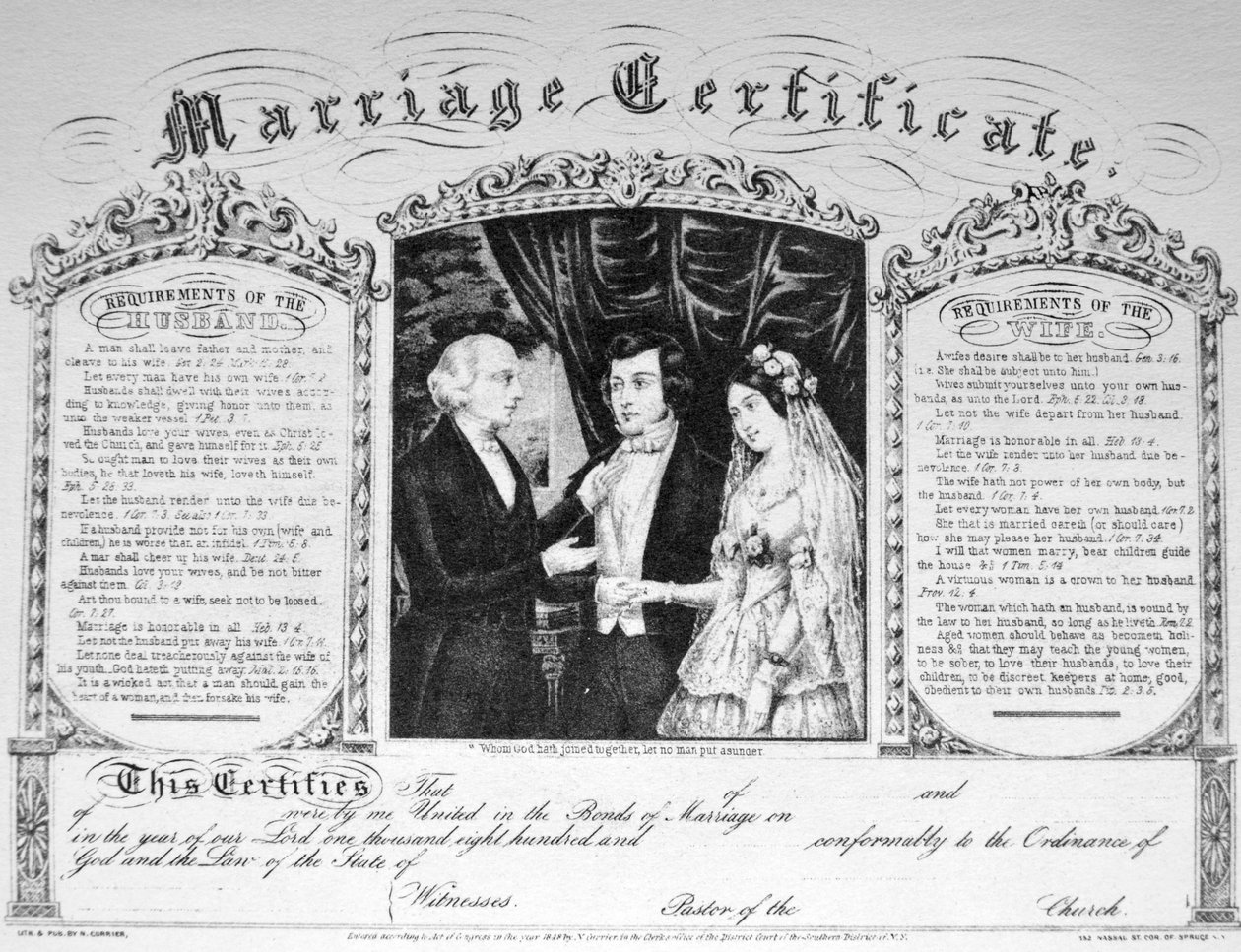 Le Certificat de Mariage - N. and Ives, J.M. Currier