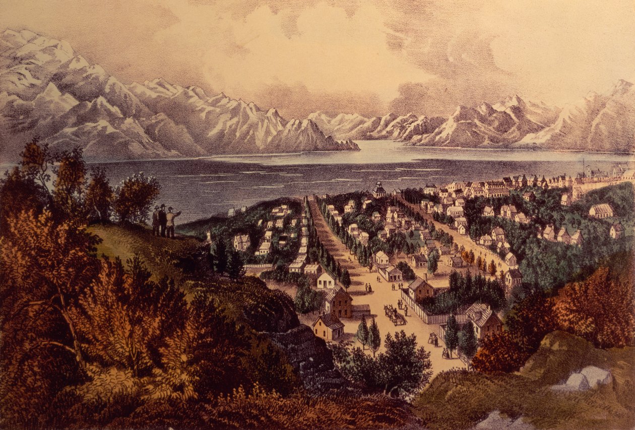 Grand Lac Salé, Utah - N. and Ives, J.M. Currier