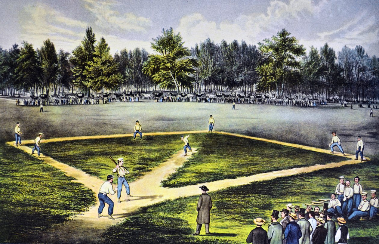 Le jeu national américain de baseball - N. and Ives, J.M. Currier