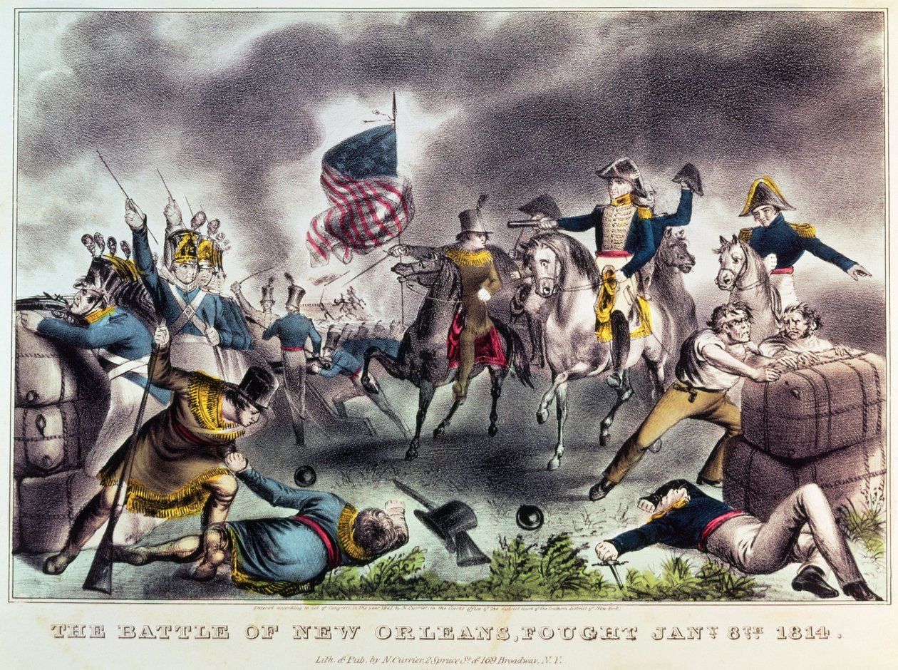 La bataille de la Nouvelle-Orléans, 8 janvier 1814 - N. and Ives, J.M. Currier