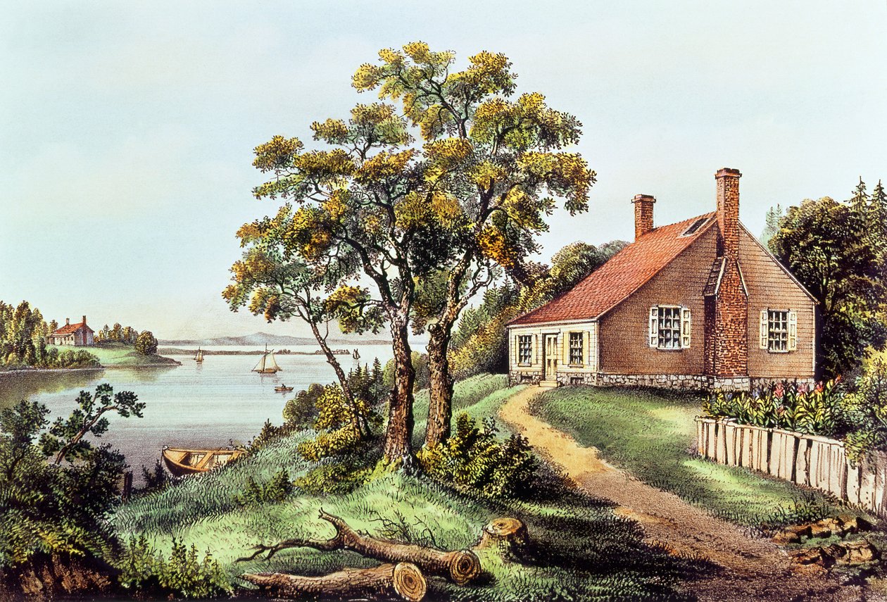 Le lieu de naissance de Washington à Bridges Creek, Westmoreland Co. Va - N. and Ives, J.M. Currier