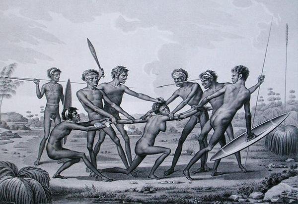 Port Jackson, Nouvelle-Hollande : Cérémonie de pré-mariage aborigène, de 