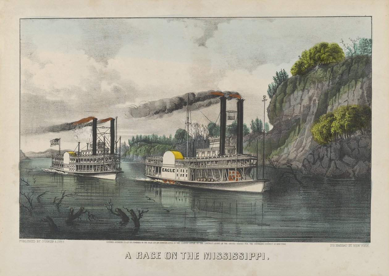 Une course sur le Mississippi - Currier and Ives