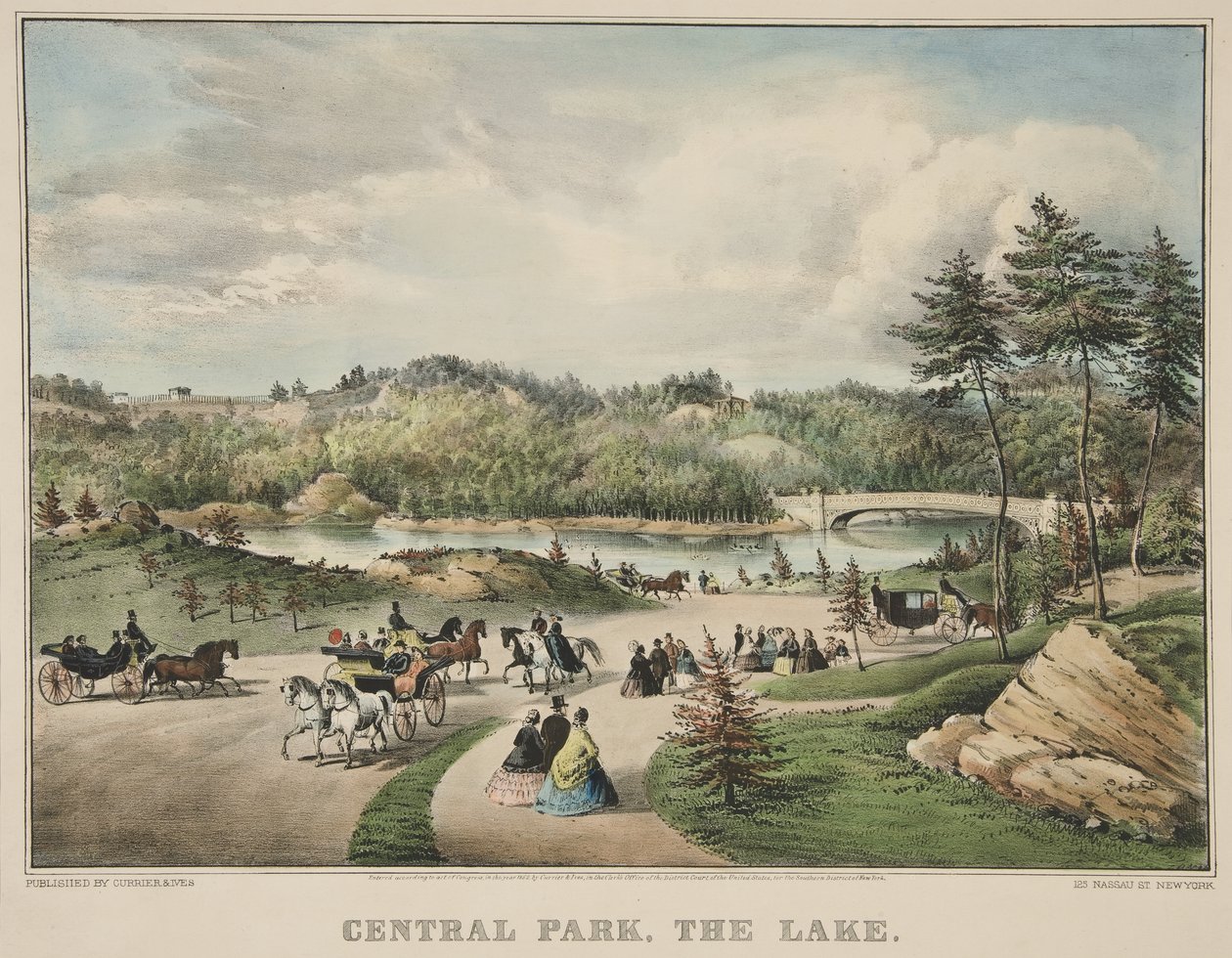 Central Park - Le lac - Currier and Ives