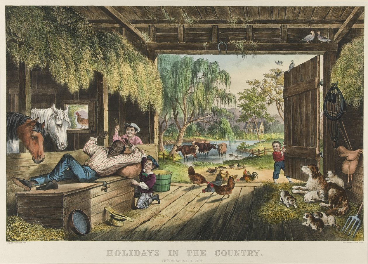 Vacances à la campagne, mouches gênantes - Currier and Ives
