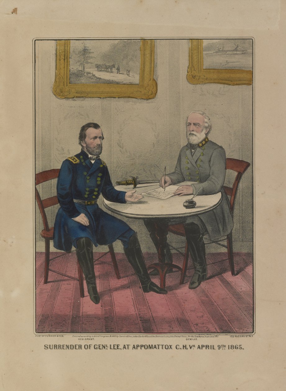 Reddition du général Lee, à Appomattox C.H. Va. le 9 avril 1865 - Currier and Ives