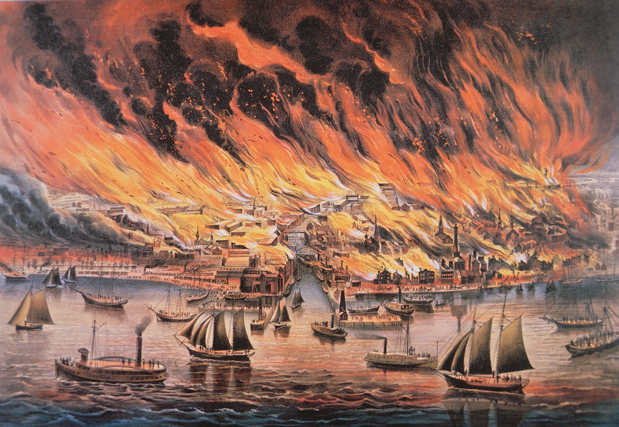 Le grand incendie de Chicago - Currier and Ives