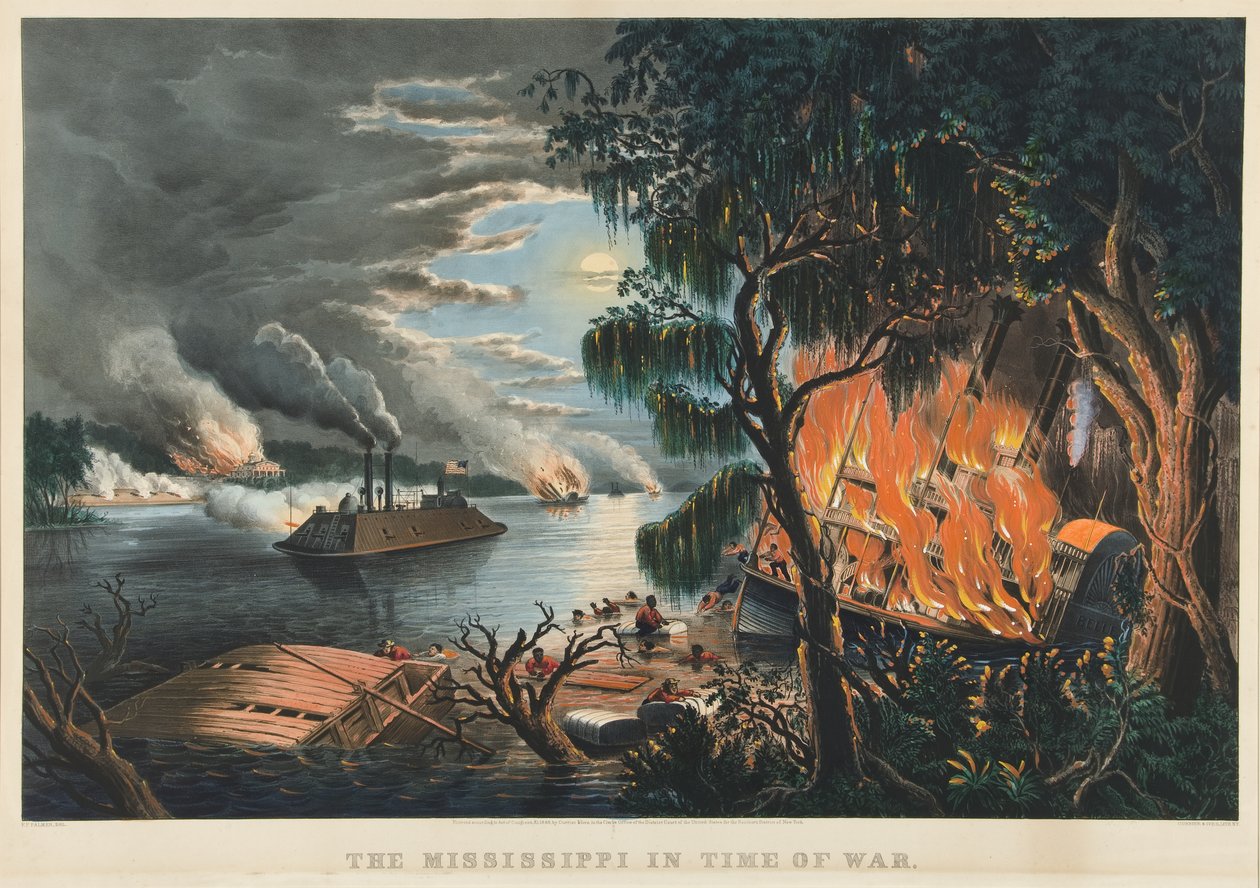 Le Mississippi en temps de guerre - Currier and Ives