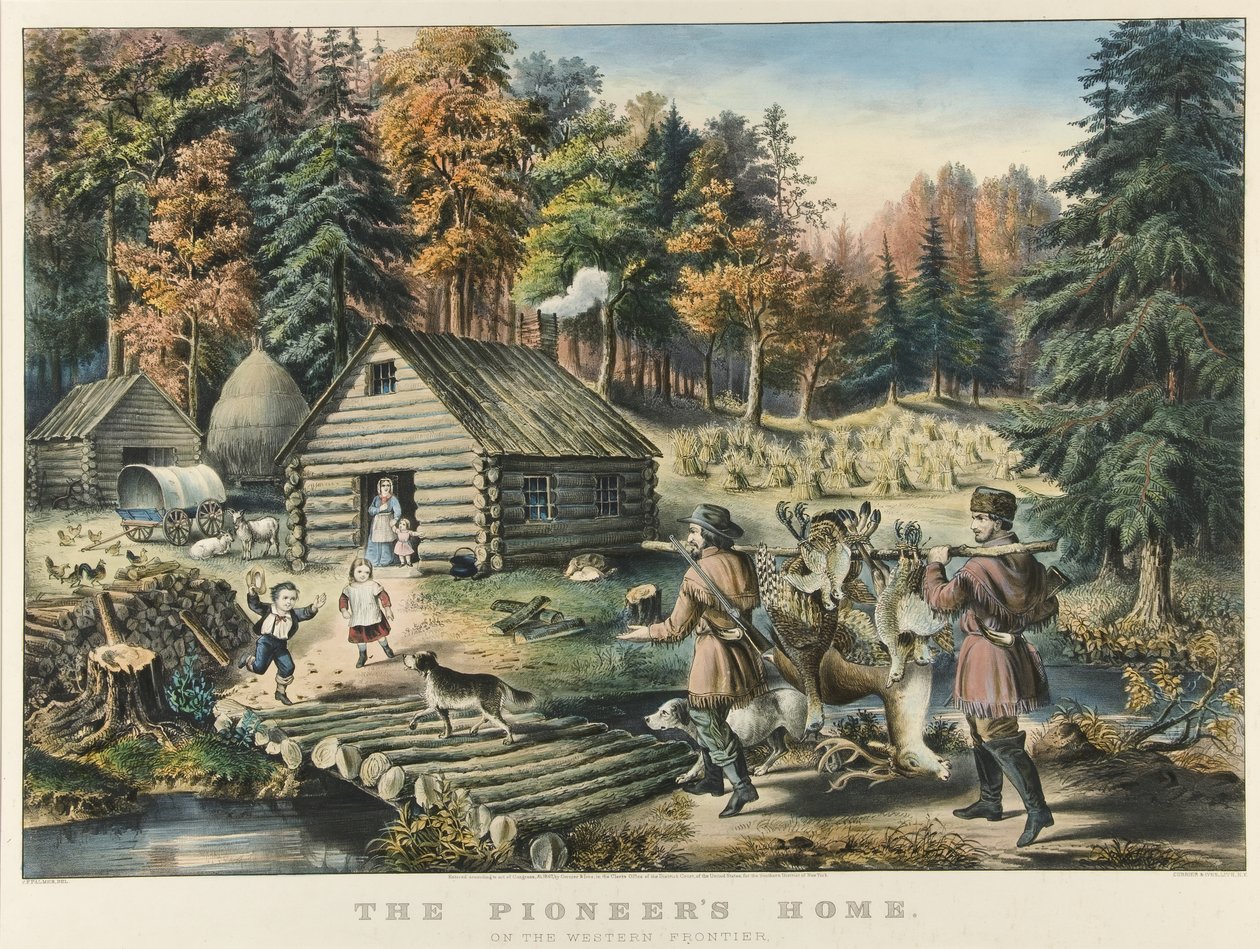La maison du pionnier à la frontière occidentale - Currier and Ives