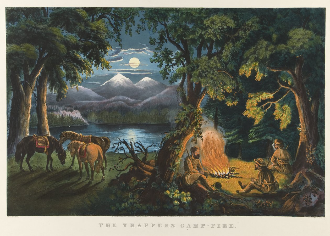 Le campement des trappeurs - Currier and Ives