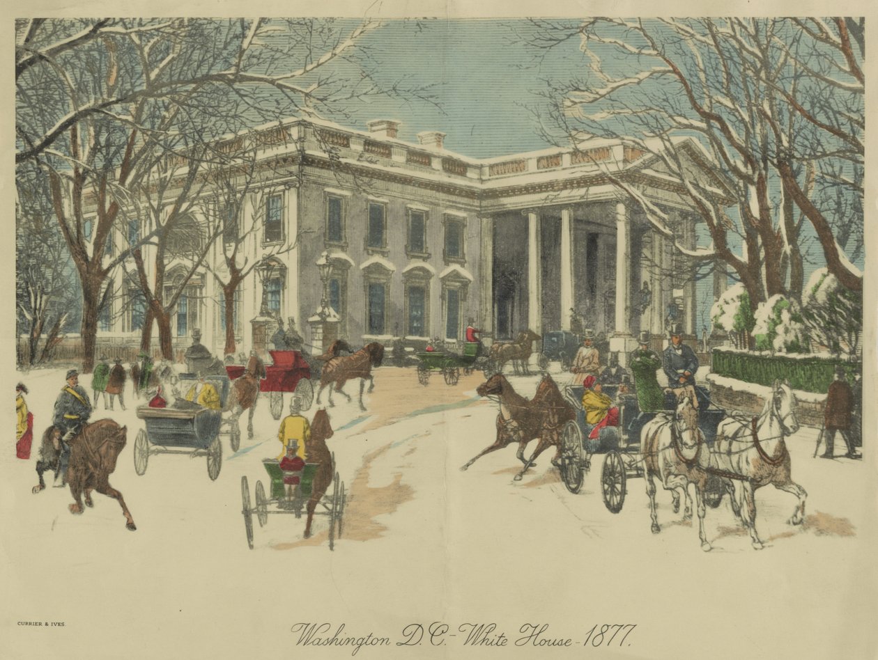 La Maison Blanche, Washington D.C. 1877 (lithographie en couleur) - Currier and Ives