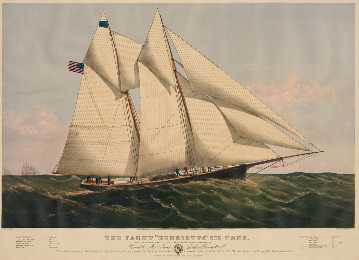 Le yacht "Henrietta" 205 tonnes - Currier and Ives