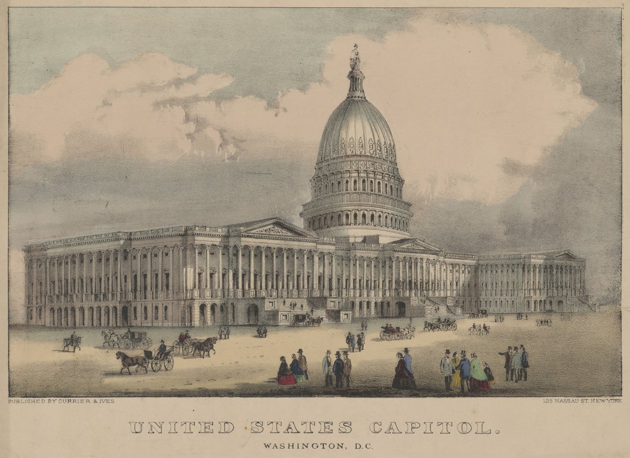 Capitole des États-Unis, Washington, D.C. 1872 (lithographie en couleur) - Currier and Ives