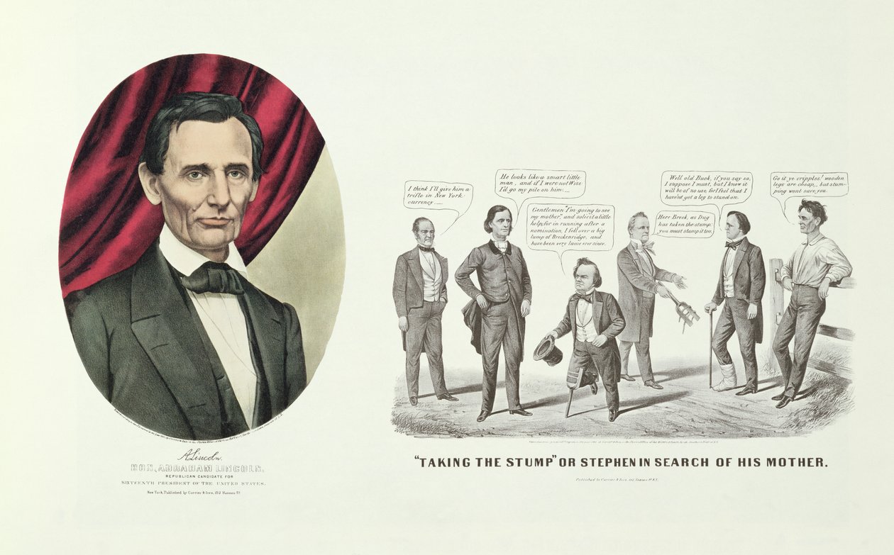 Hon. Abraham Lincoln, 16e président des États-Unis, 1860 - N. and Ives, J.M. Currier