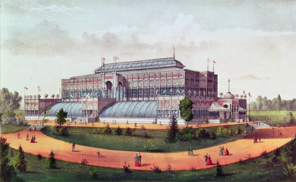 Horticultural Hall, Grand Exposition du Centenaire des États-Unis 1876 - N. and Ives, J.M. Currier