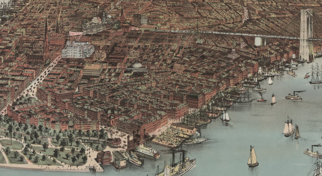 La ville de New York (détail), 1883 - N. and Ives, J.M. Currier