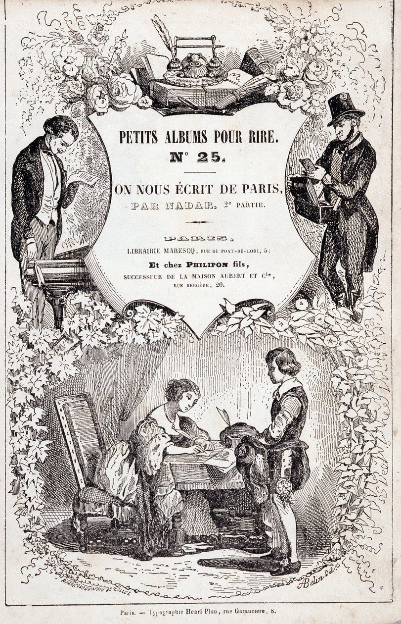 Frontispice de « Petits albums pour rire numéro 25. Ils nous ont écrit de Paris. Deuxième partie », 1850 (gravure) - Nadar