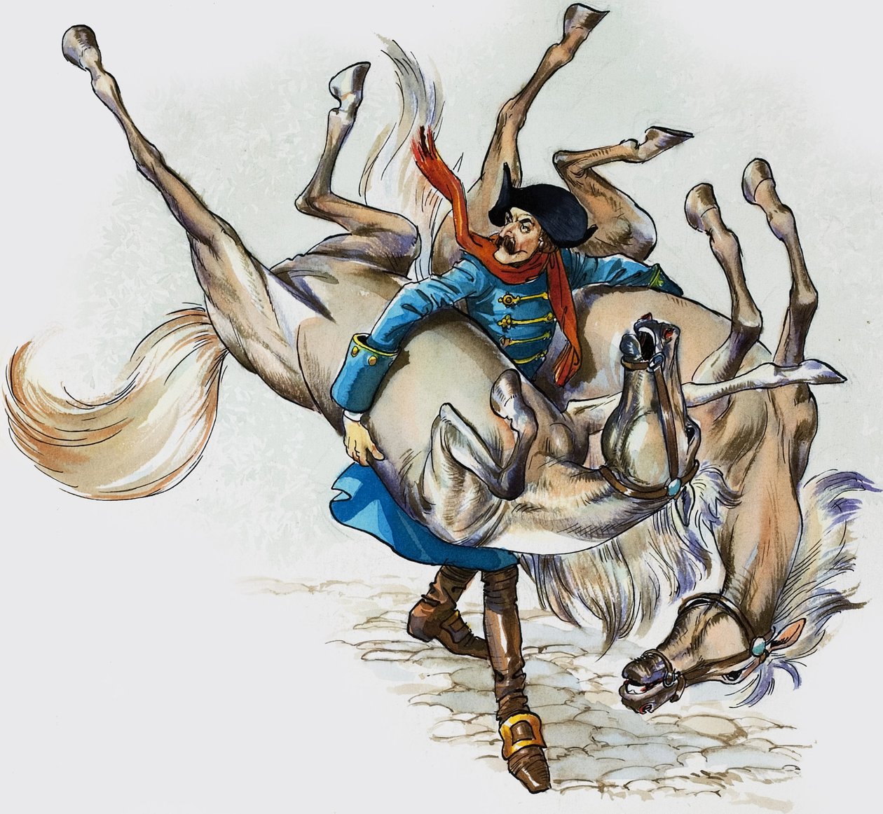Les merveilleuses aventures du baron de Munchausen (gouache sur papier) - Nadir Quinto