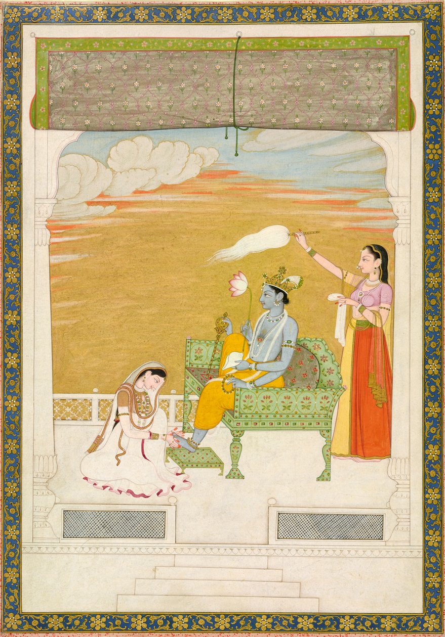 Lakshmi massant le pied de Vishnu, vers 1765-1770 - Nainsukh Manju