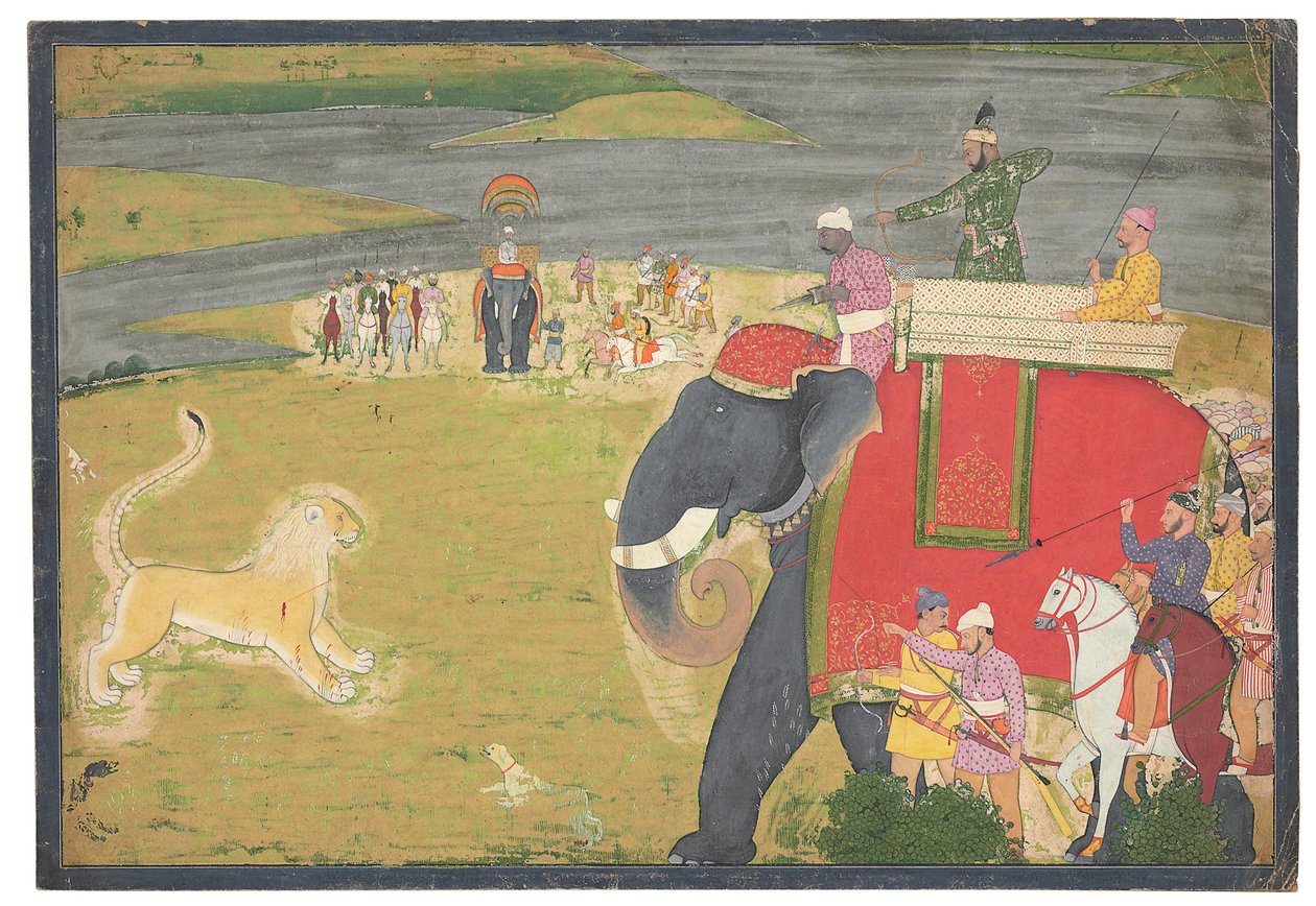 Raja Balwant Dev Singh à la chasse au lion, vers 1750 - Nainsukh