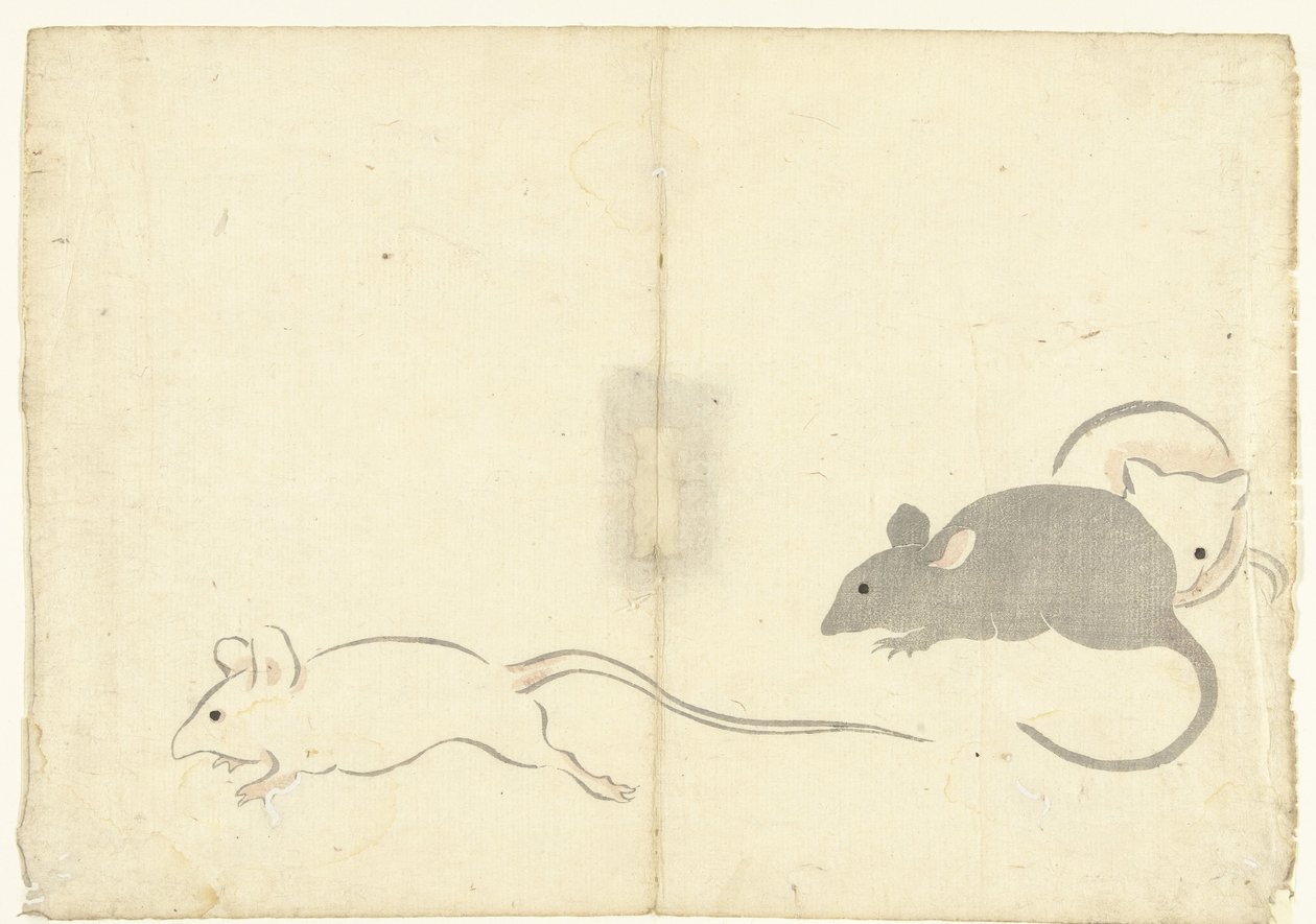 Trois rats (Prentenalbum van Korin) (Korin gafu) - Nakamura Hochu