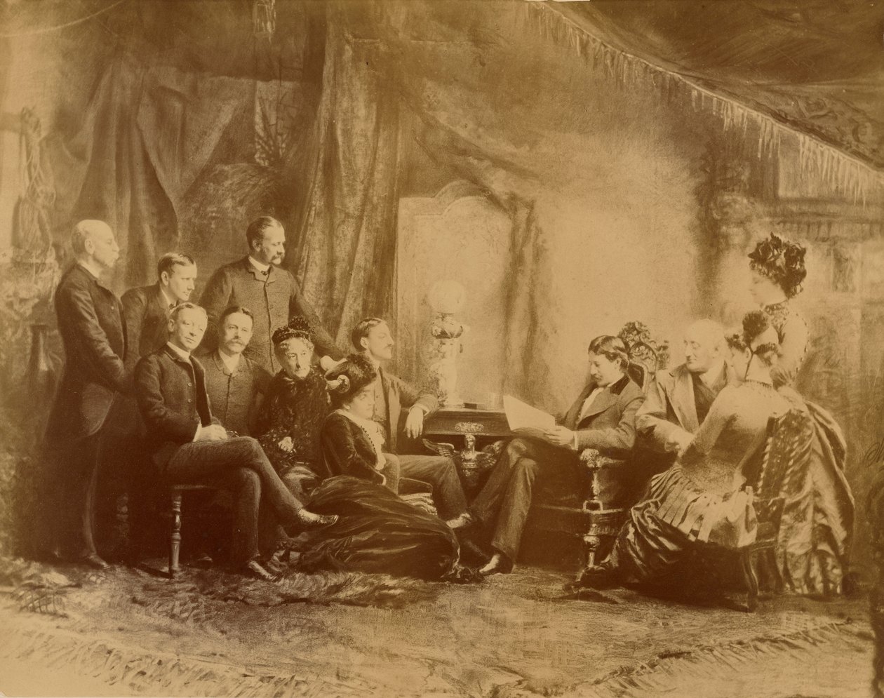 [La lecture de la pièce, les acteurs et actrices de la Daly Company] - Napoleon Sarony