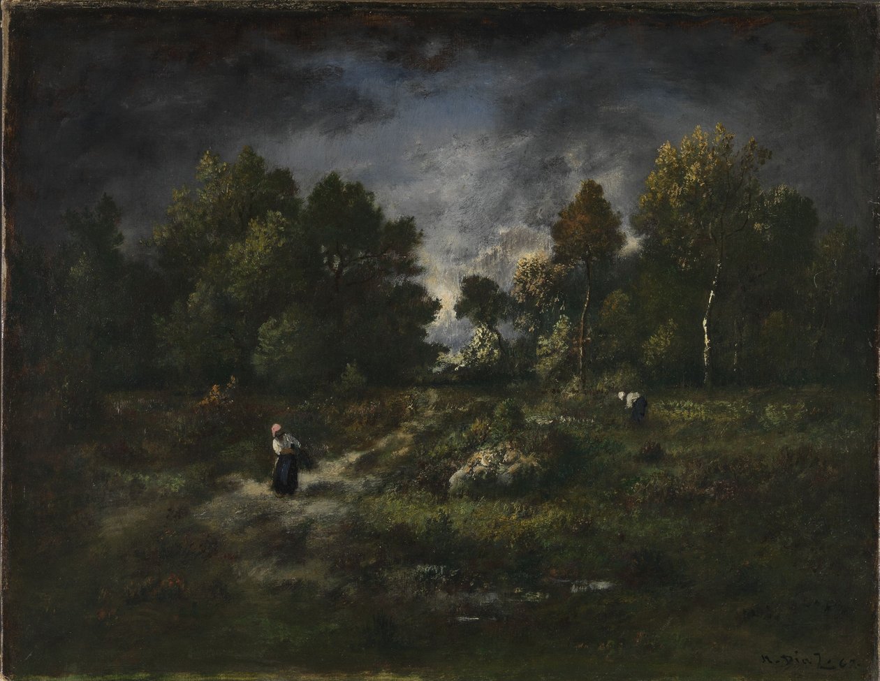 Paysage forestier avec des ramasseurs de bois - Narcisse Virgile Diaz de la Peña