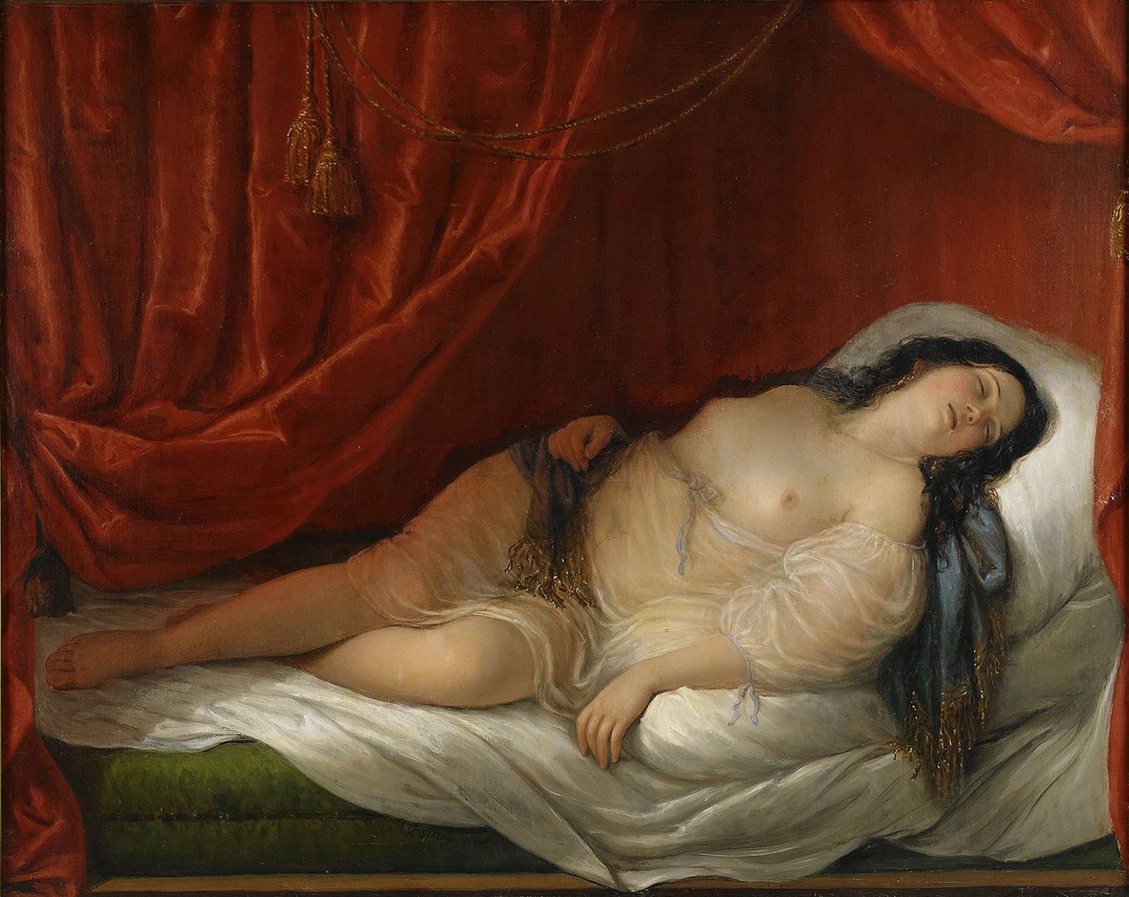 Une odalisque dans un intérieur rouge, début XIXe siècle - Natale Schiavoni