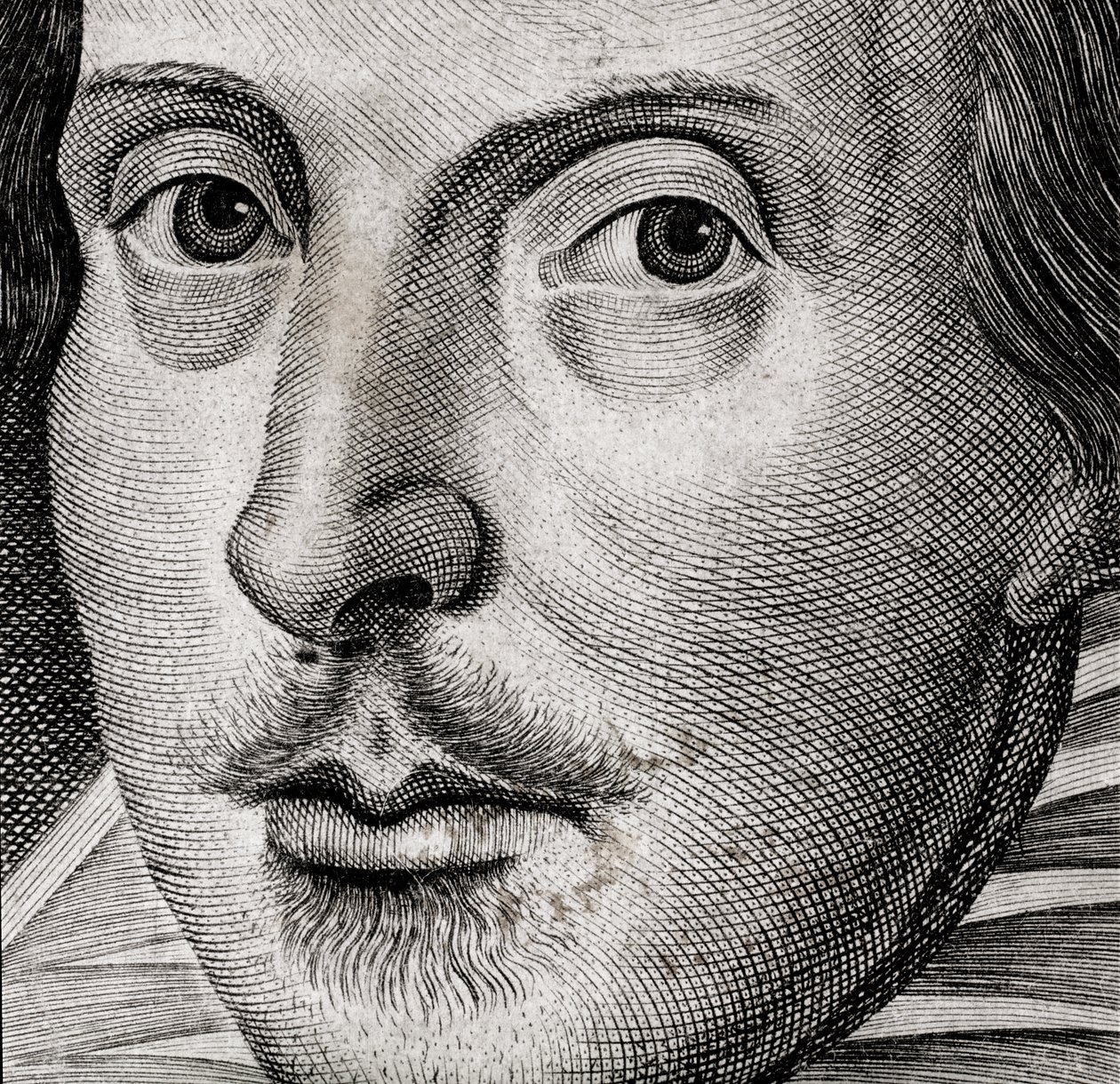 Détail du portrait de William Shakespeare sur la page de titre des Comédies, histoires et t... - Nathan Benn