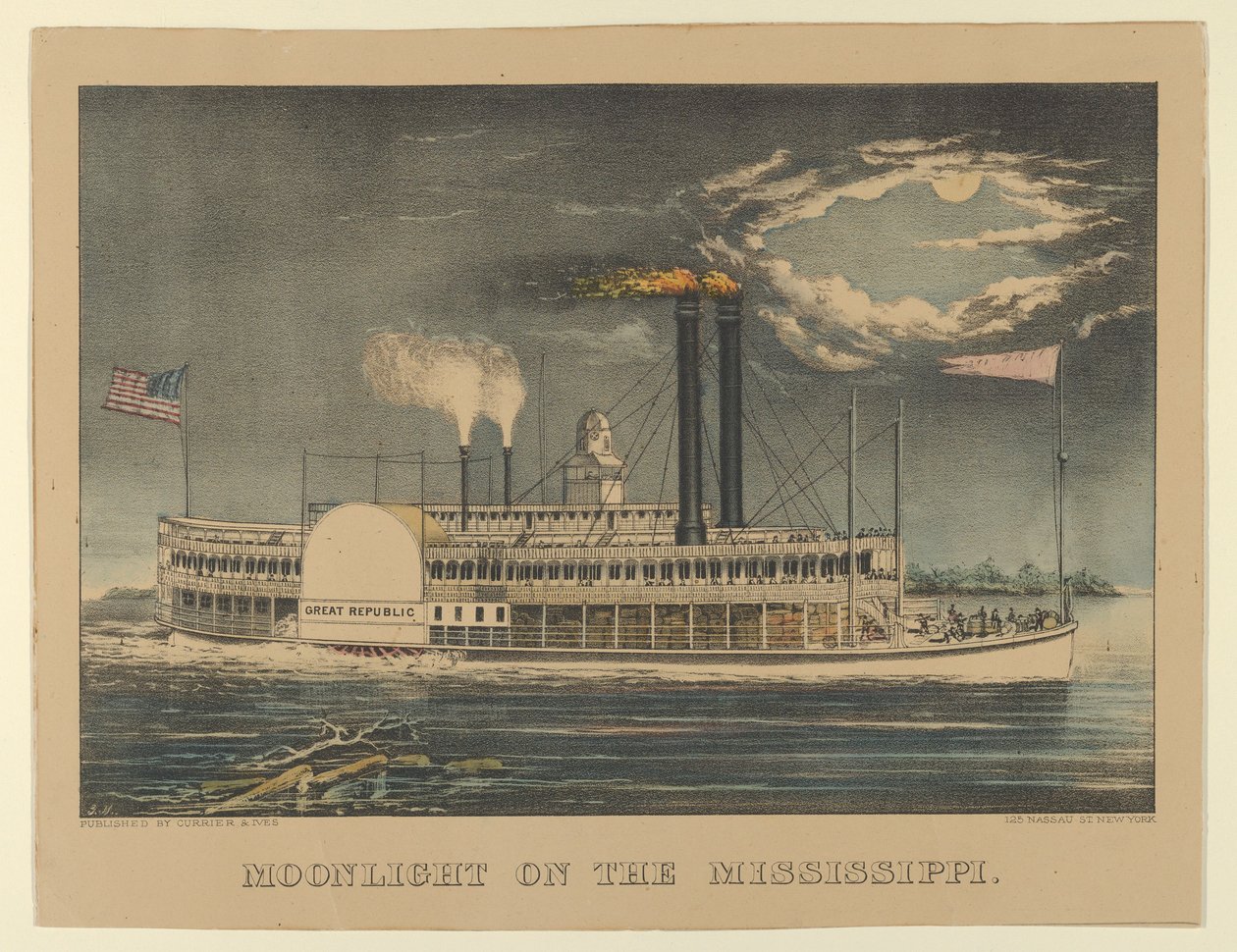 Clair de lune sur le Mississippi, 1872-74 - Currier and Ives