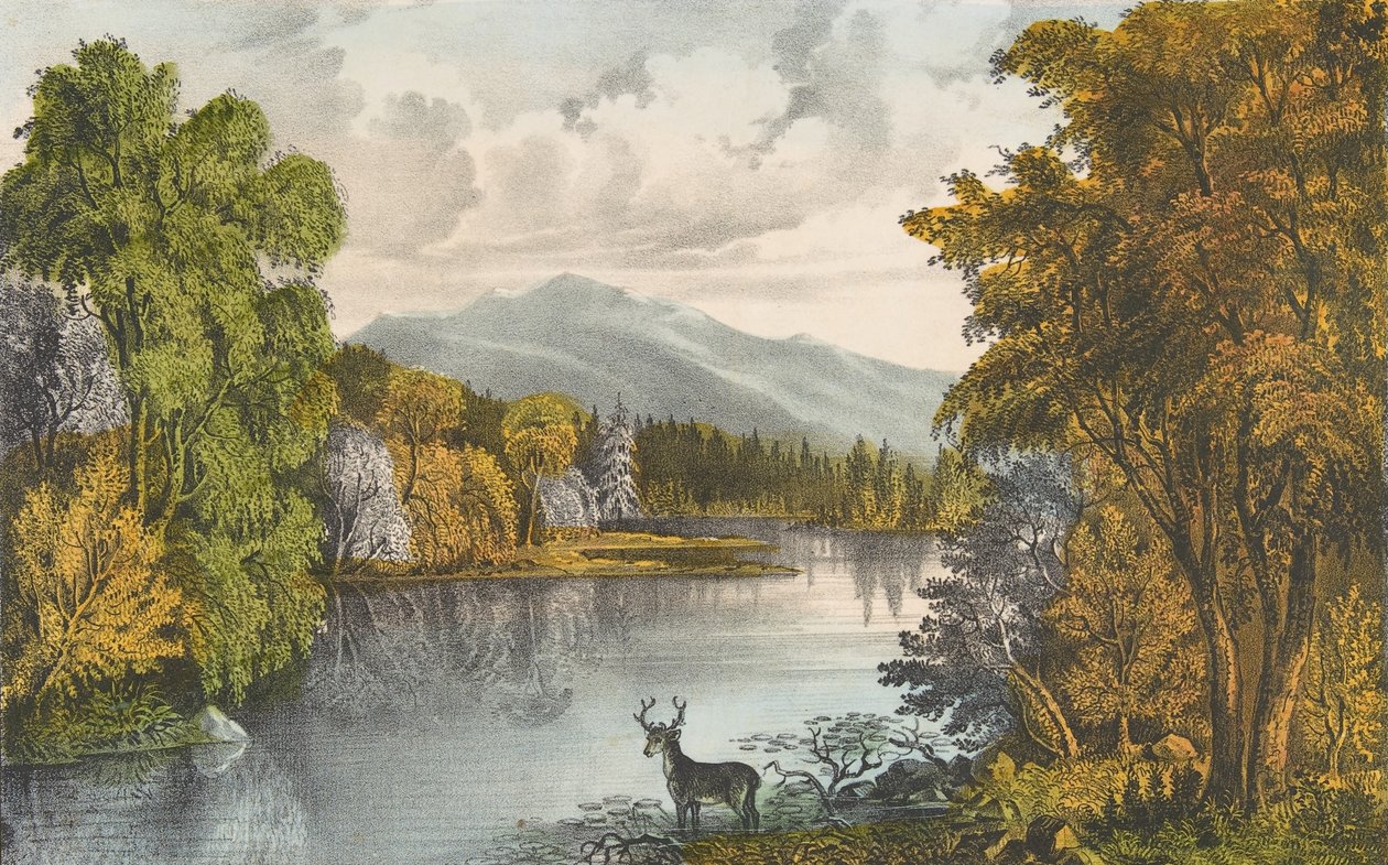 Lac Moosehead, Maine - Currier and Ives