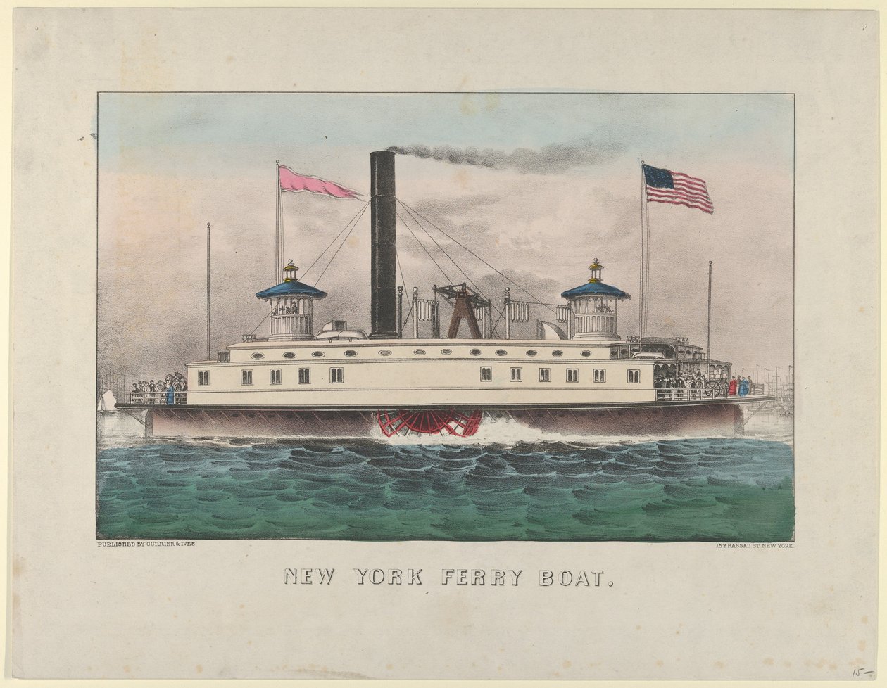 Bateau de ferry de New York, vers 1860-65. Créateurs : Nathaniel Currier, James Merritt Ives, Currier et Ives - Currier and Ives