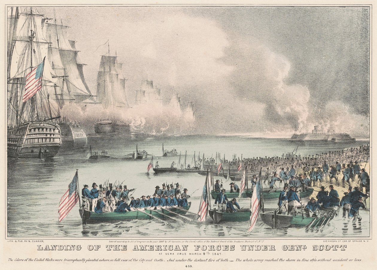 Débarquement des forces américaines sous le général Scott : à Vera Cruz le 9 mars 1847 - Nathaniel Currier