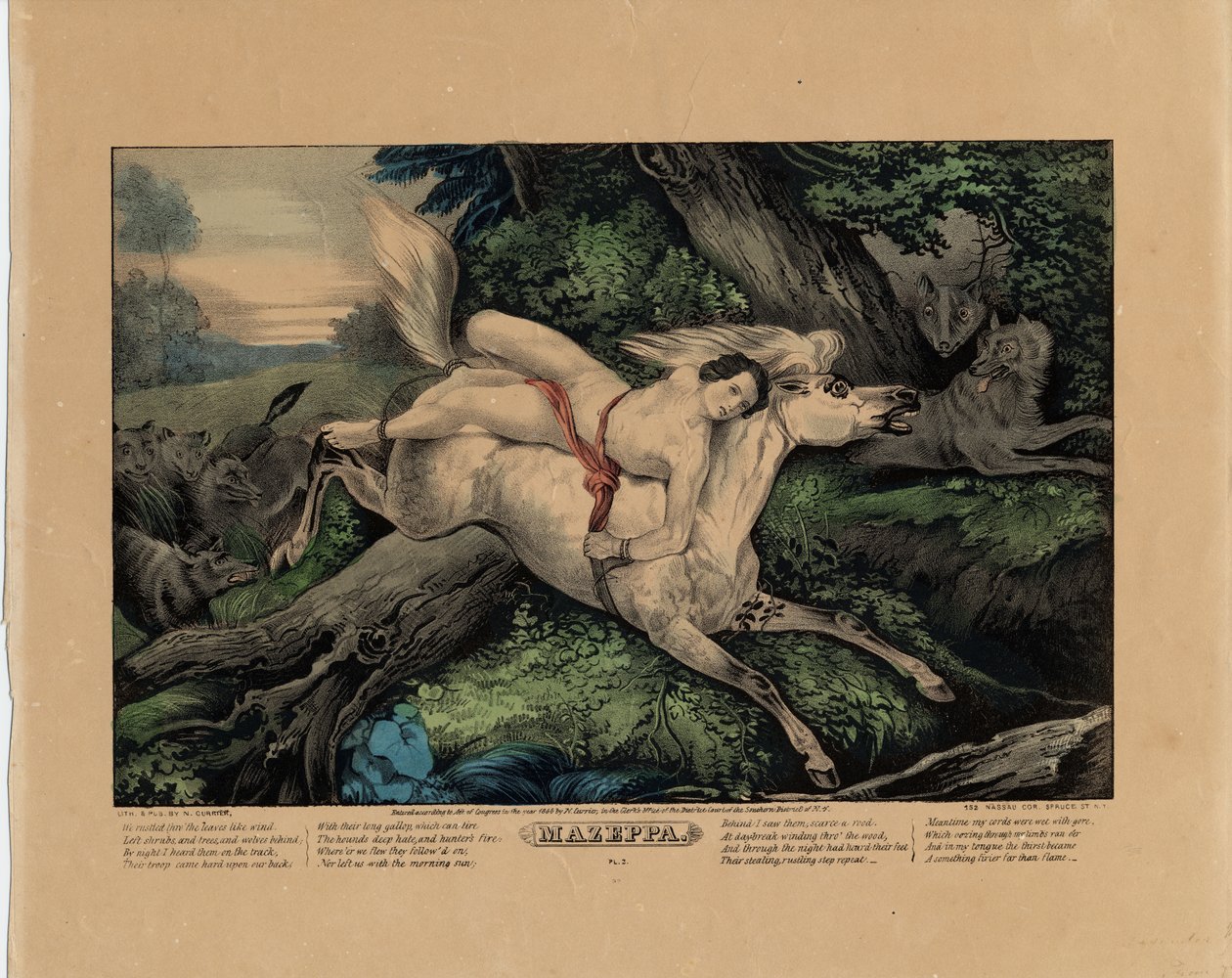Mazeppa, 1846 (plaque deux de quatre) - Nathaniel Currier