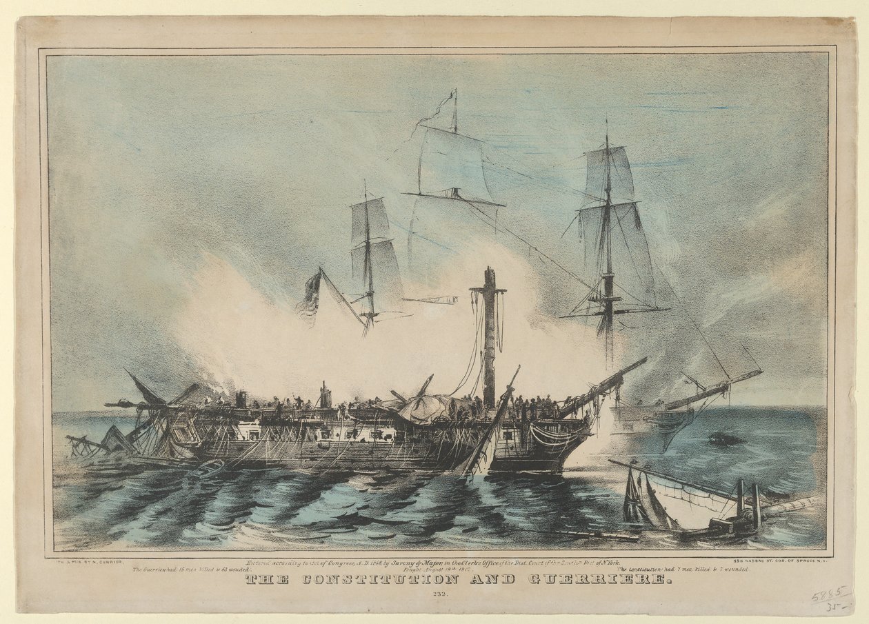 La Constitution et la Guerrière - Combattue le 19 août 1812 - Nathaniel Currier