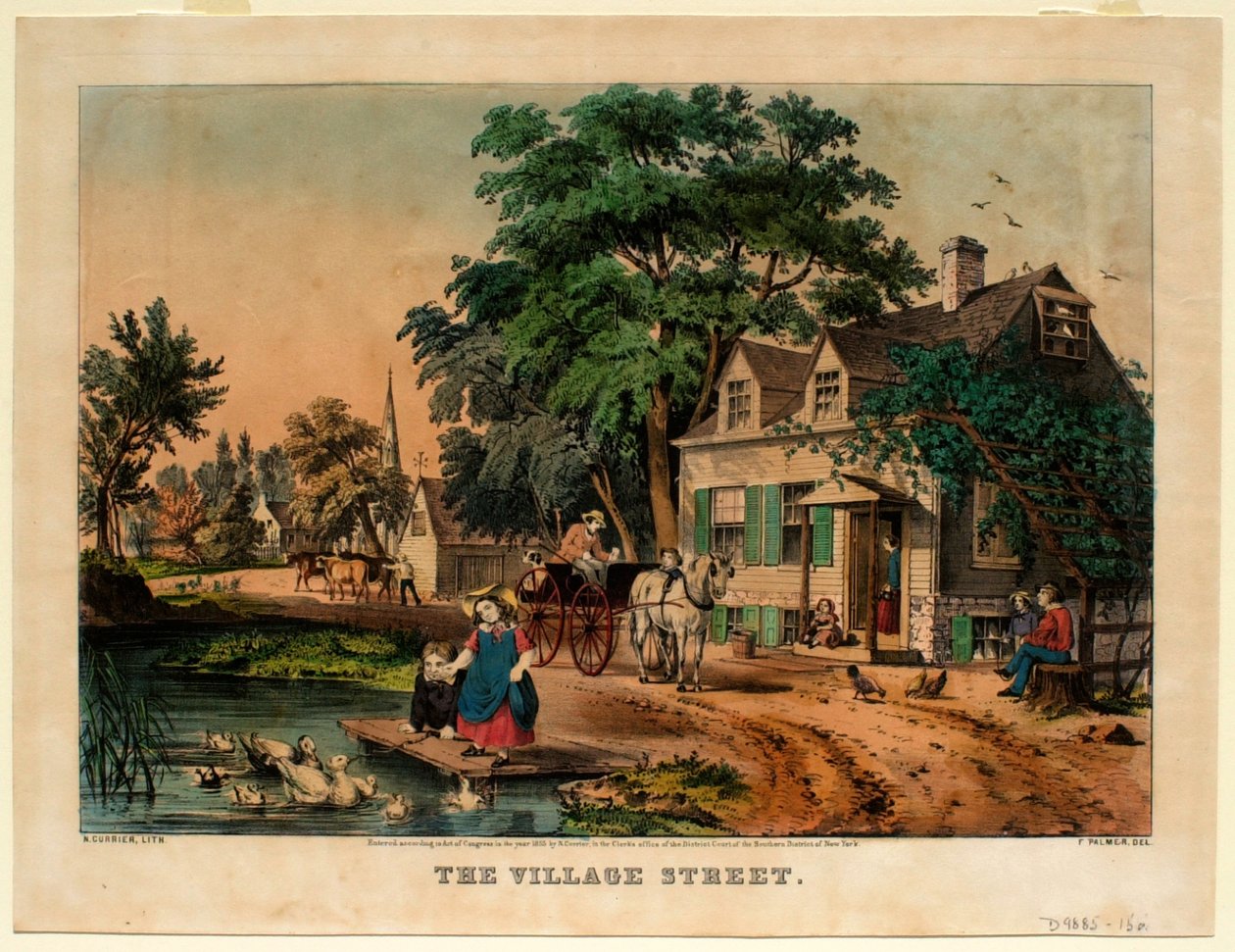 La rue du village - Nathaniel Currier