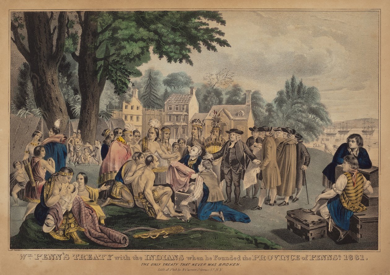 Traité de Wm. Penn avec les Indiens lors de la fondation de la province de Pennsa. 1661 : Le seul traité qui ne fut jamais rompu - Nathaniel Currier
