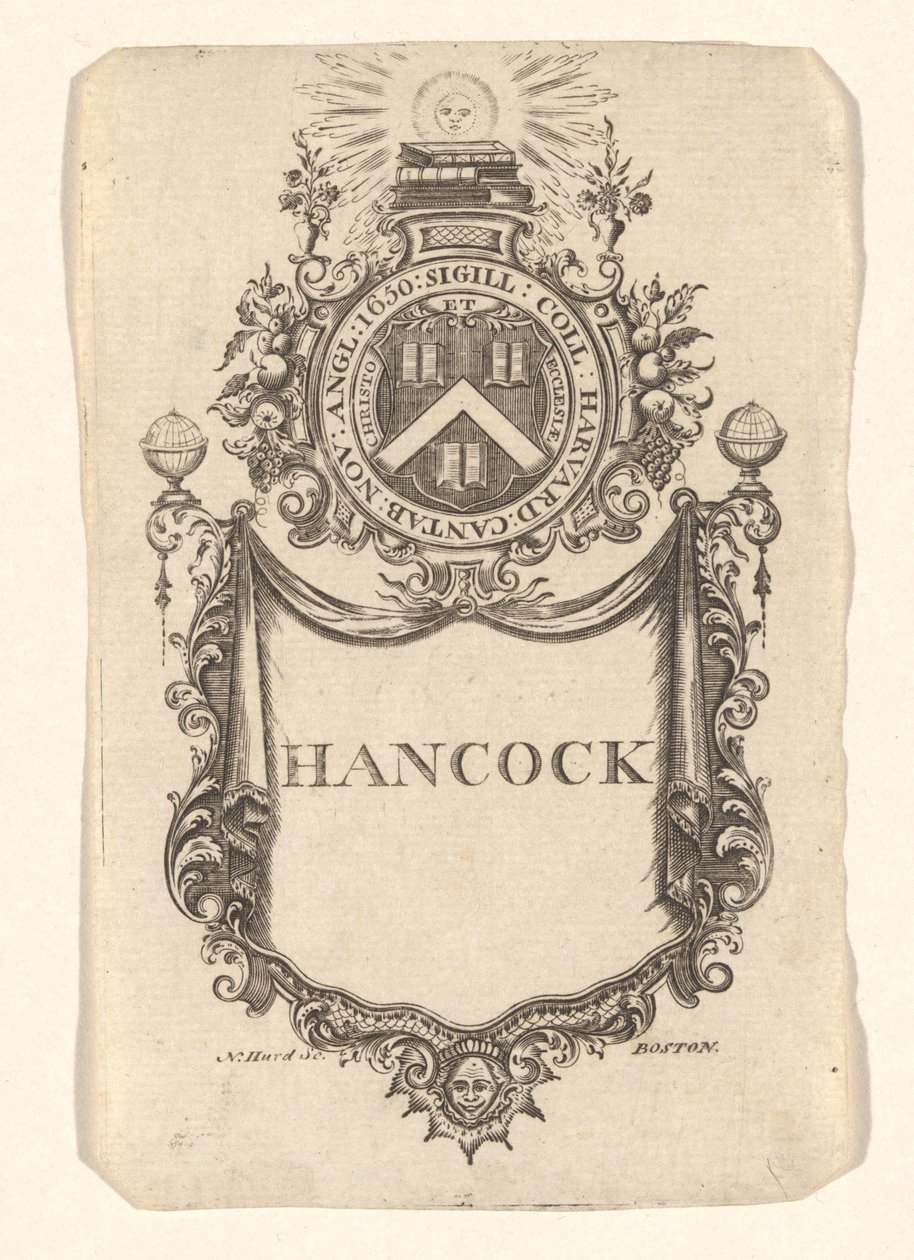 Ex-libris du Collège de Harvard (Hancock) - Nathaniel Hurd