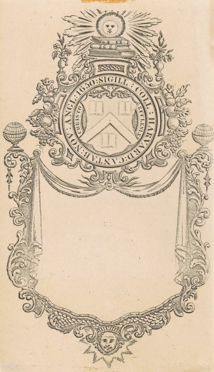 Ex-libris du Harvard College avec le sceau Christo et Ecclesiæ - Nathaniel Hurd