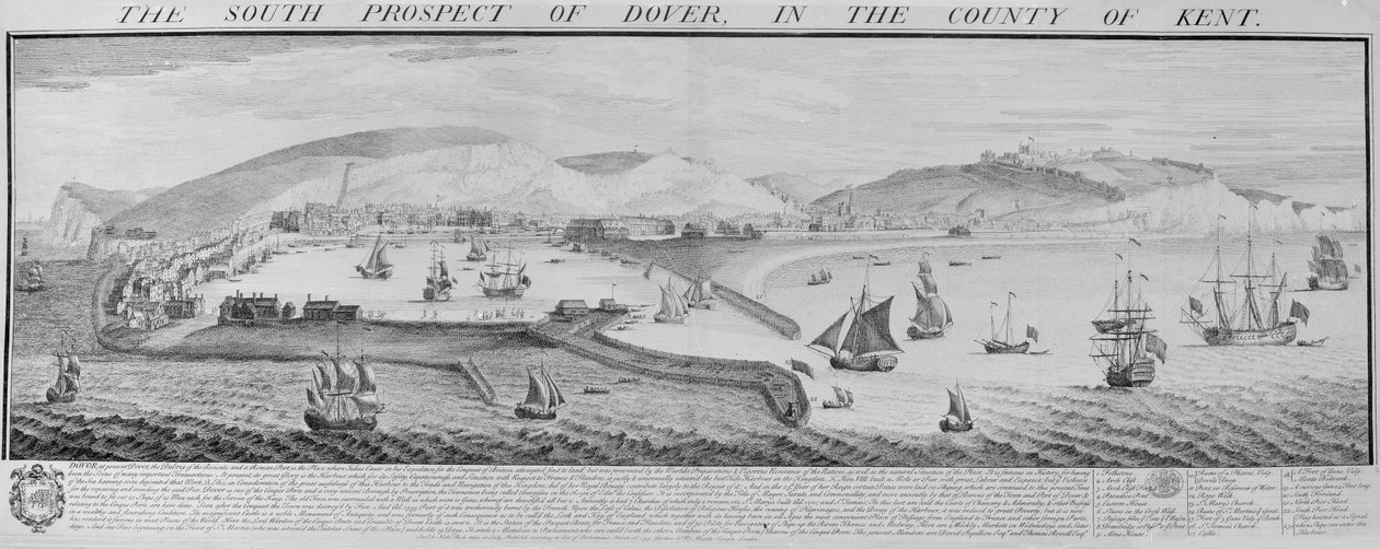 La perspective sud de Douvres dans le comté de Kent - Nathaniel and Samuel  Buck