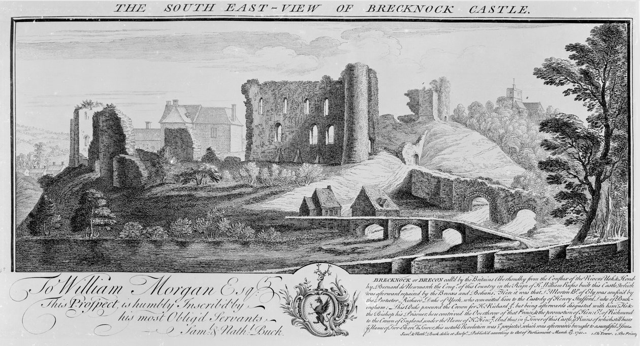 Vue sud-est du château de Brecknock, 1741 - Nathaniel and Samuel Buck