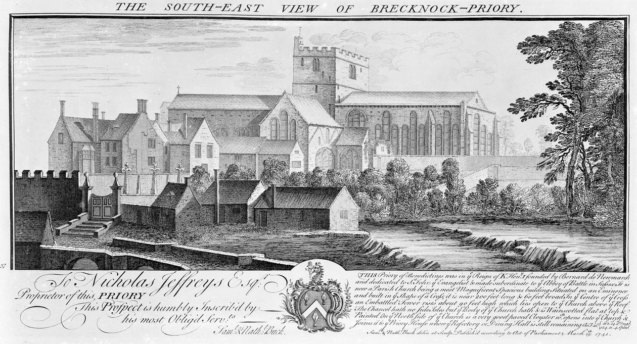Vue sud-est du prieuré de Brecknock, 1741 - Nathaniel and Samuel Buck