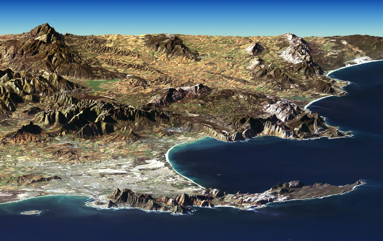 Le Cap et le Cap de Bonne-Espérance, Afrique du Sud, au premier plan d