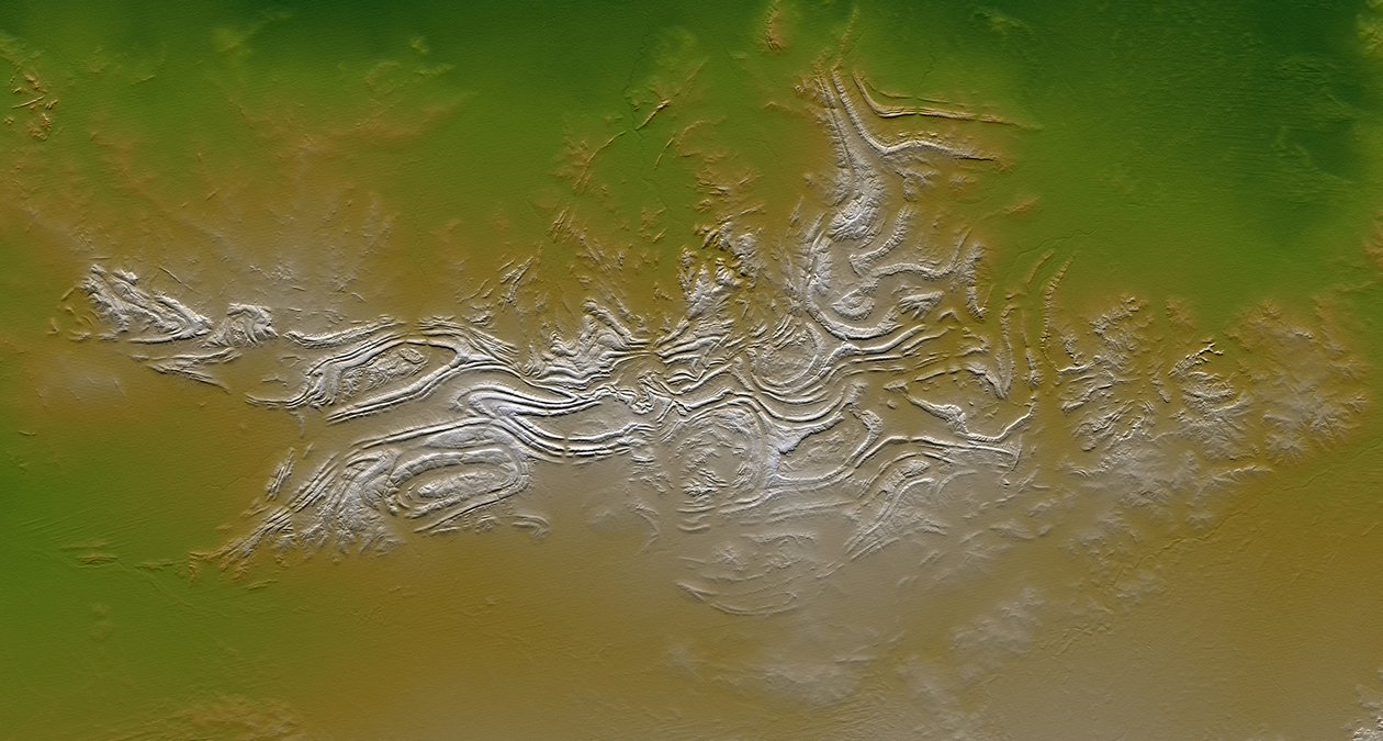Motifs ovales et en zigzag sur les chaînes de Davenport, centre de l