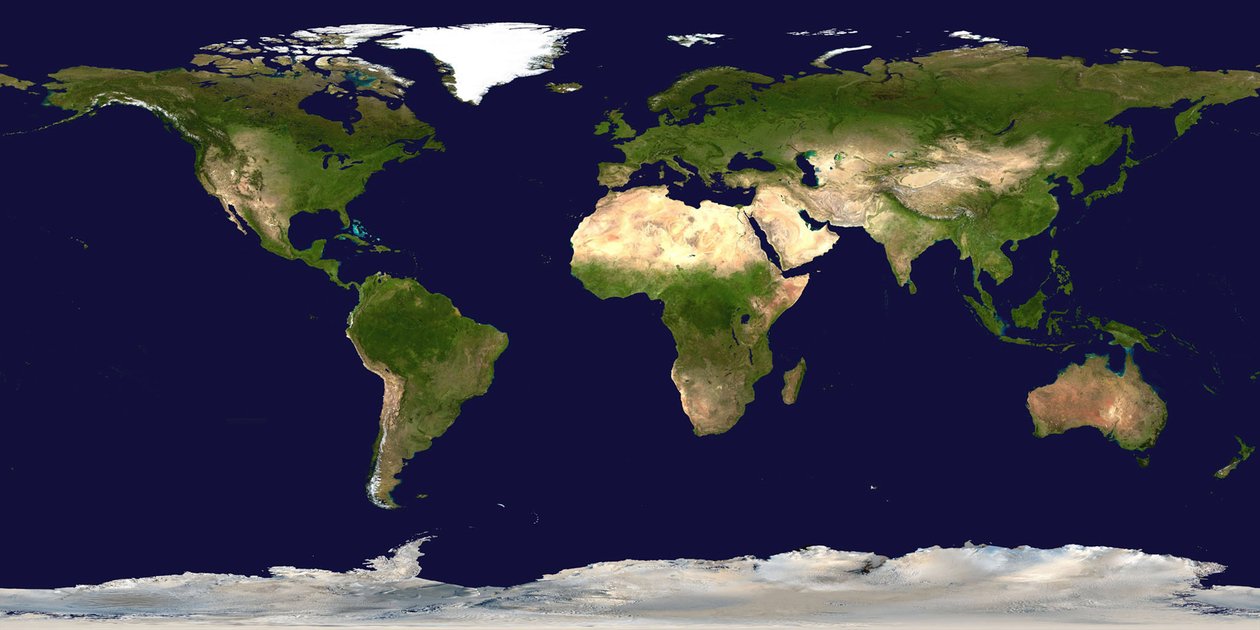 Océans et continents du monde vus de l